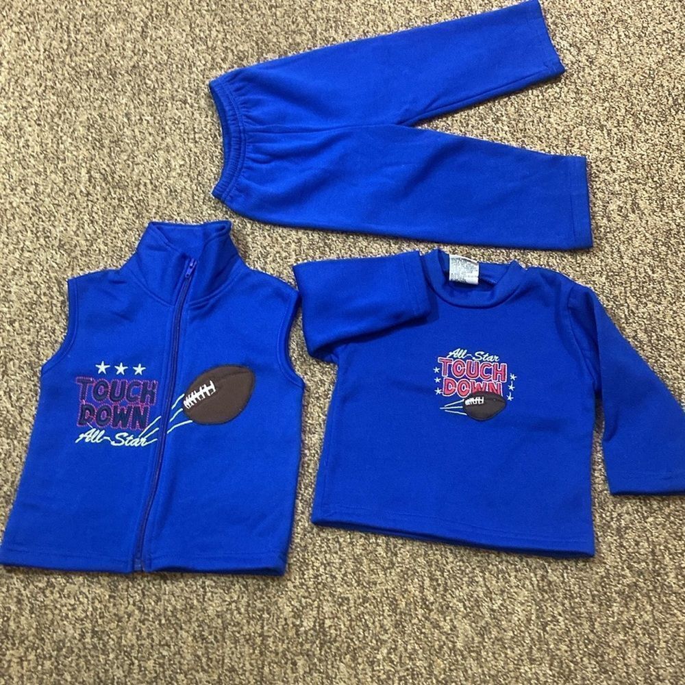 Set 3 Pices Blue Touchdown All-Star Kids Outfit Size 24 Mos